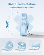 USB Desk Fan, 5 Inch Mini Portable, 3 Speeds Strong Airflow Personal Desktop - Image 3