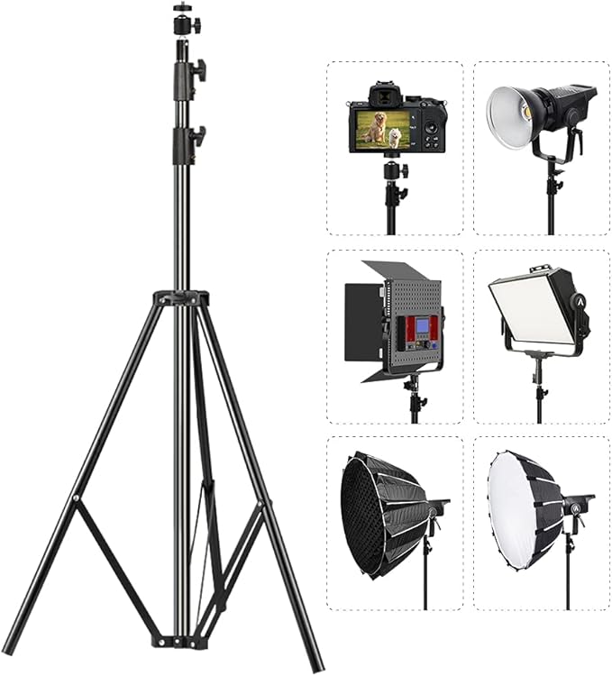 Heavy Duty Light Stand 9.5 Feet/2.8 Meters Adjustable Spring Cushioned Metal - Image 3