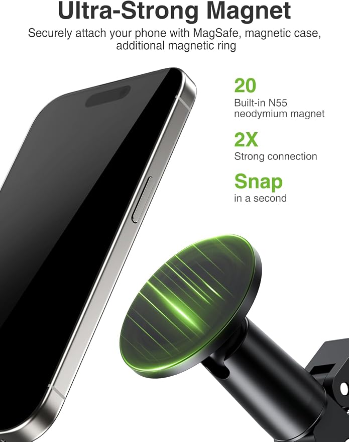 elitehood Magnetic Phone Clamp Mount, Adjustable Phone Holder - Image 2