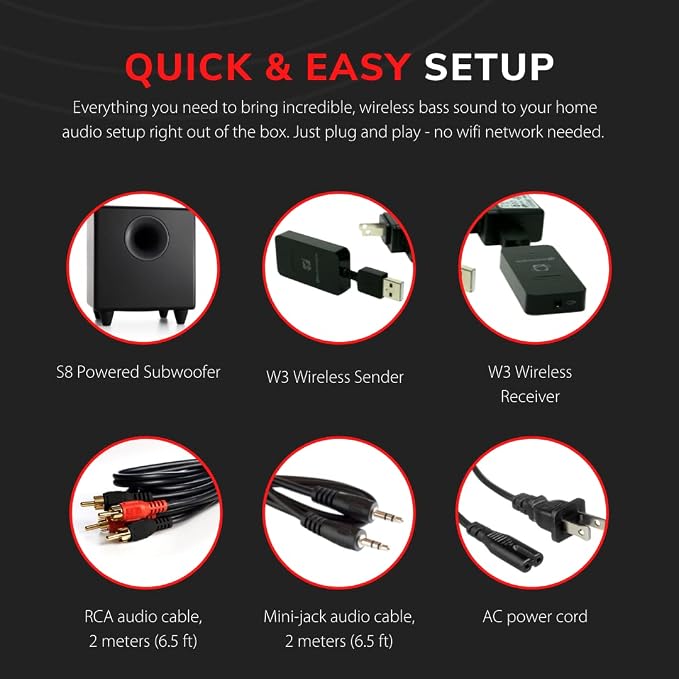 Audioengine S8 250W Wireless Subwoofer Kit - Image 8