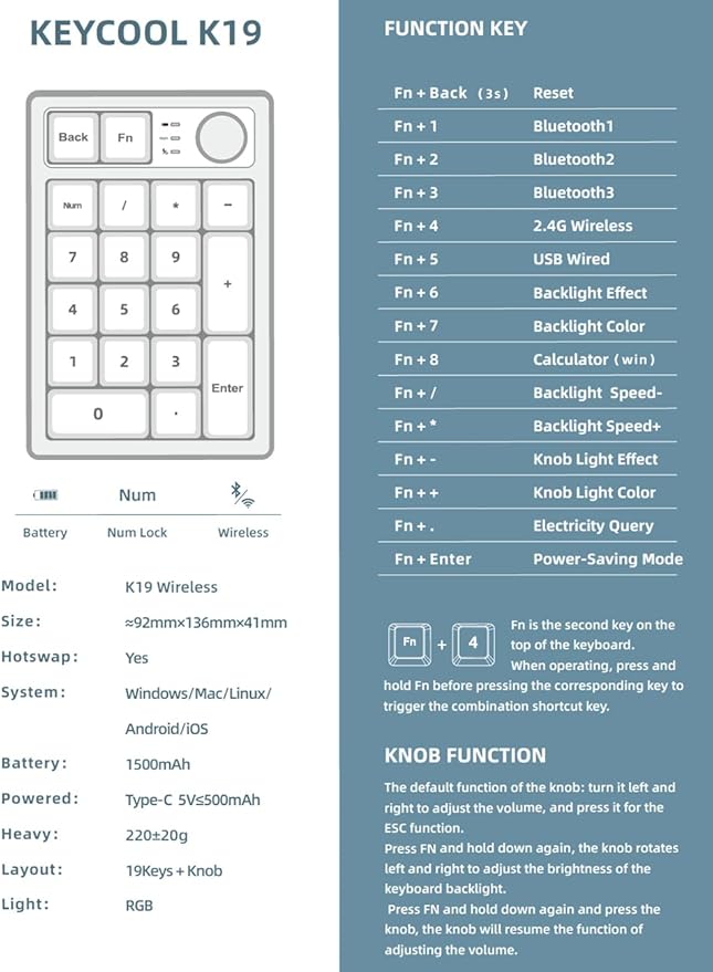 Wireless Mechanical Numpad Barebones Kit, Gasket Programmable Macro Numeric - Image 2