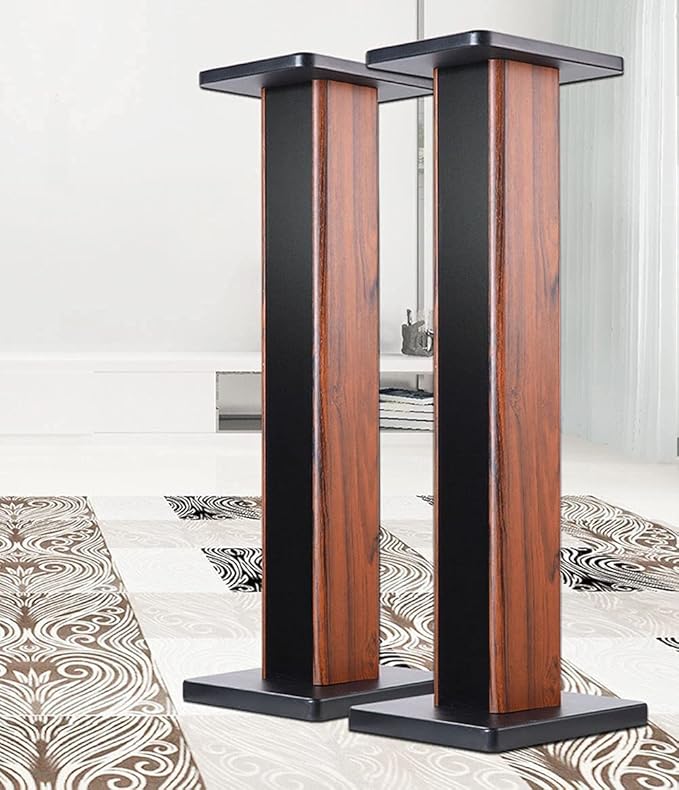 Wood Grain Speaker Stands 36 Inch Universal Floor Speaker Stand Pair Heavy Duty - Image 2