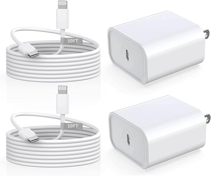 Matsusho iPhone Charger Fast Charging 10 FT, 2 Pack 20W USB C Wall Charger Block by MatsushoUSBCCharger