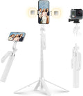 71" Selfie Stick Tripod with Wireless Remote & 2 Fill Lights, Tall Phone Tripod by Linber