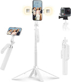 71" Selfie Stick Tripod with Wireless Remote & 2 Fill Lights, Tall Phone Tripod by Linber