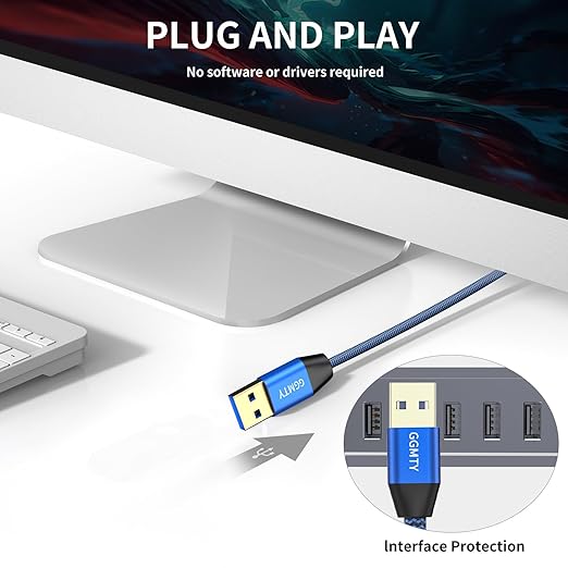 USB to USB Cable 15FT, Durable Braidedfor USB 3.0 Male to Male Type A to Type A - Image 4