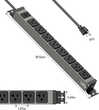 JUNNUJ Heavy Duty Power Strip Wall Mount, Magnetic Power Strip, 20 Amp Surge - Image 4