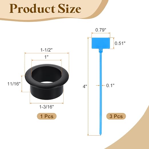 uxcell Desk Grommet, 1-3/16" Zinc Alloy Cable Hole Cover Wire Cord Organizer - Image 2