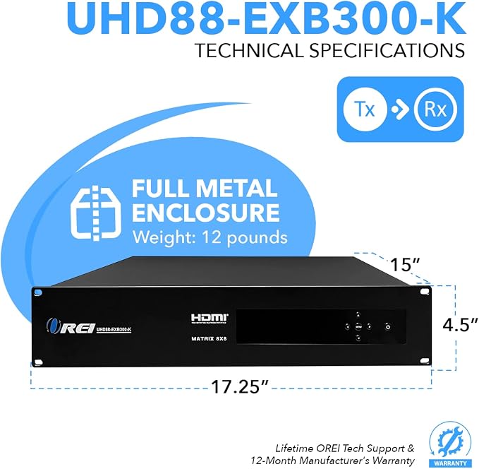 OREI 8X8 4K HDMI Matrix Switcher Extender - Image 5