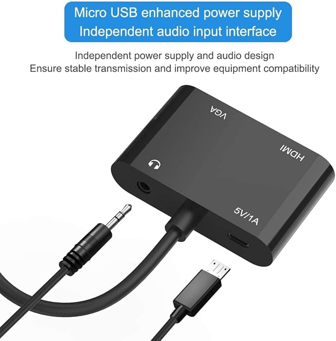 VGA to HDMI VGA Audio Video Cable Adapter Converter Splitter - Image 3