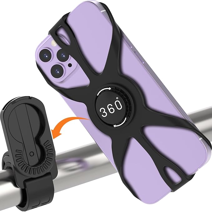 Bike Phone Holder, Motorcycle Cell Phone Mount- 360° Rotatable, Silicone by Unknown