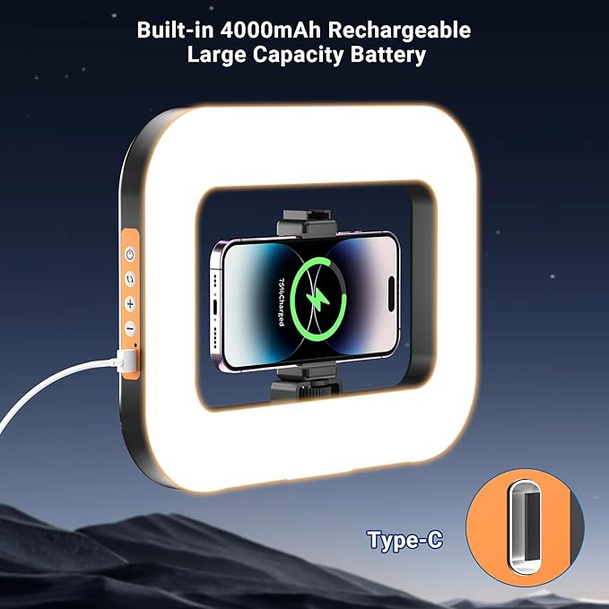 Rechargeable Ring Light Without Stand, Cordless Square Ring Light - Image 5