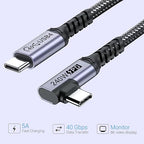 Short USB 4 Cable Right Angle, 240W Fast Charging - Image 2