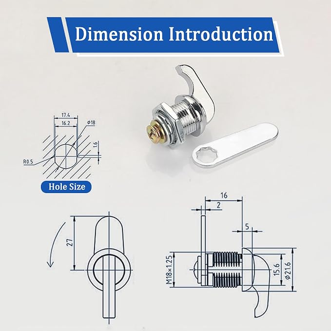 2 Pack Thumb Operated Offset Cam Lock Latch, Keyless Cam Lock Latch - Image 2