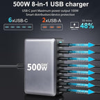 500W USB C Fast Charger Block, 8 Port Charging Station, GaN Ⅲ Multi Port - Image 2