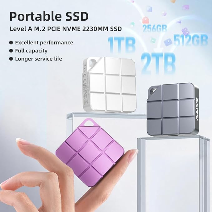 MAIWO 1TB Portable External Solid State Drive Build-in M.2 2230 PCIe NVMe SSD - Image 2