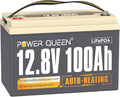 Power Queen Upgraded 12.8V 100Ah Auto-Heating Lithium Battery, Built-in 100A BMS by PowerQueen