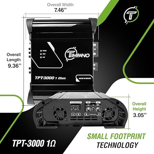 Timpano TPT-3000 1 Ohm Compact Amplifier 3000 Watts, 1 Channel, Full Range Amp - Image 4