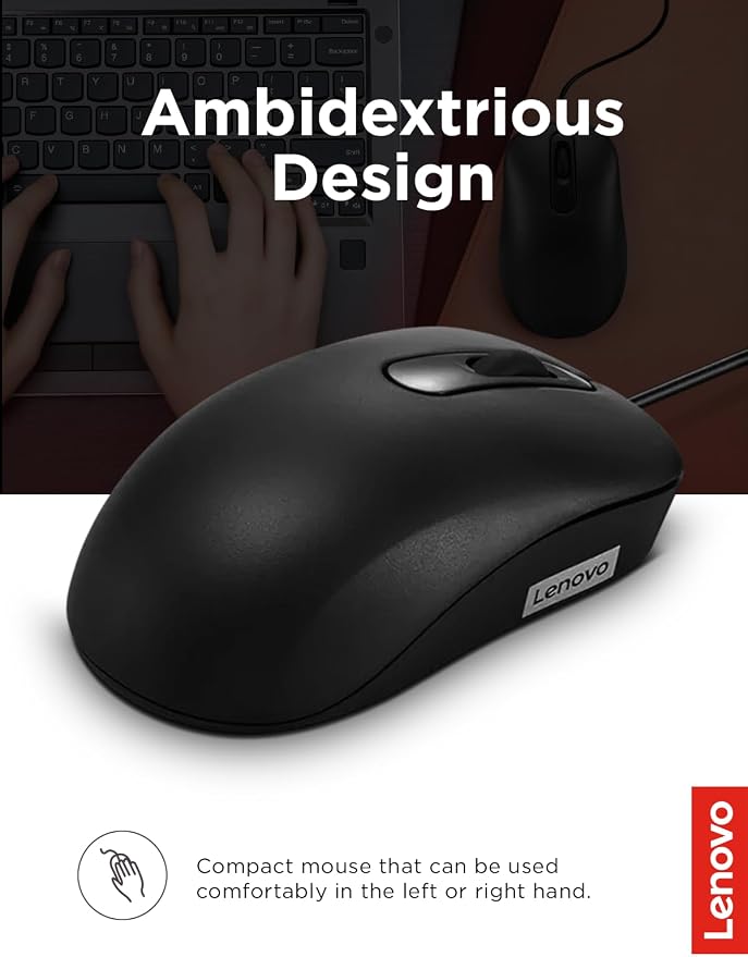 Lenovo 100 Wired USB Computer Mouse - Image 4