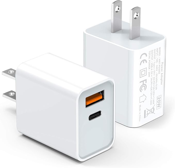 LCGENS USB C Wall Charger Block 20W, Dual Port PD Power Delivery Fast Type C by LCGENS