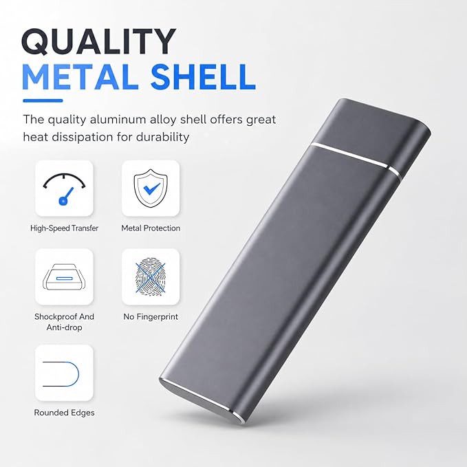 1TBExternal Hard Drive, Portable Solid State Hard Drive, Ultra Slim External - Image 7