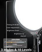 UBeesize 10" LED Light with 62" Tripod Stand, Phone Holder & Remote - Image 3