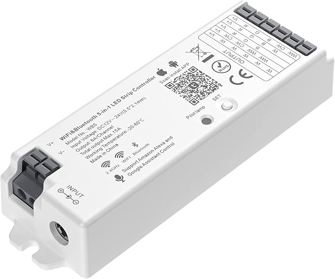 BTF-LIGHTING 5in1 WB5 2.4GHz Tuya WiFi PWM LED Controller Compatible by BTF-LIGHTING