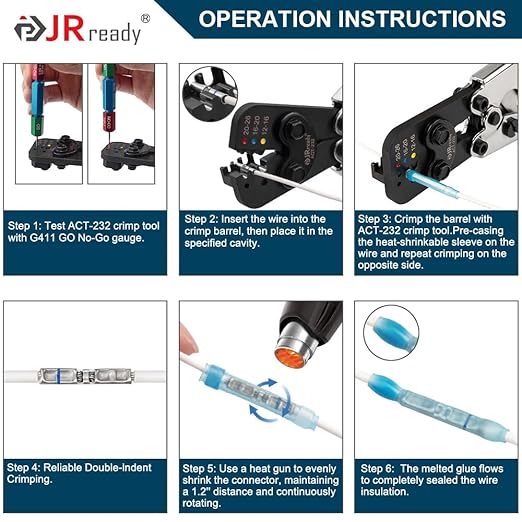 JRready 50Set IP68 Waterproof Butt Splice Connectors Red MiniSeal Crimp Splice - Image 6
