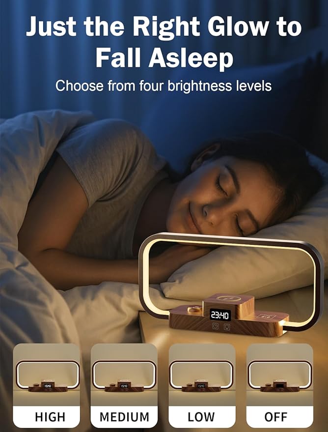 LED Bedside Lamp with Wireless Charger, 3 in 1 Touch Control Bedside Lamp - Image 4