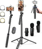 Vlogging Kit for iPhone/Android, Wireless Remote & Microphone, Adjustable Phone by YEAKI
