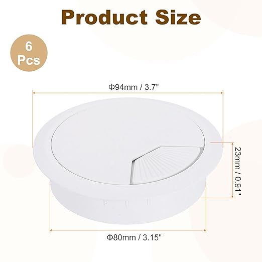 uxcell 6 Pcs 80mm Desk Grommet, Plastic Cable Hole Cover, Wire Cord Cable - Image 2