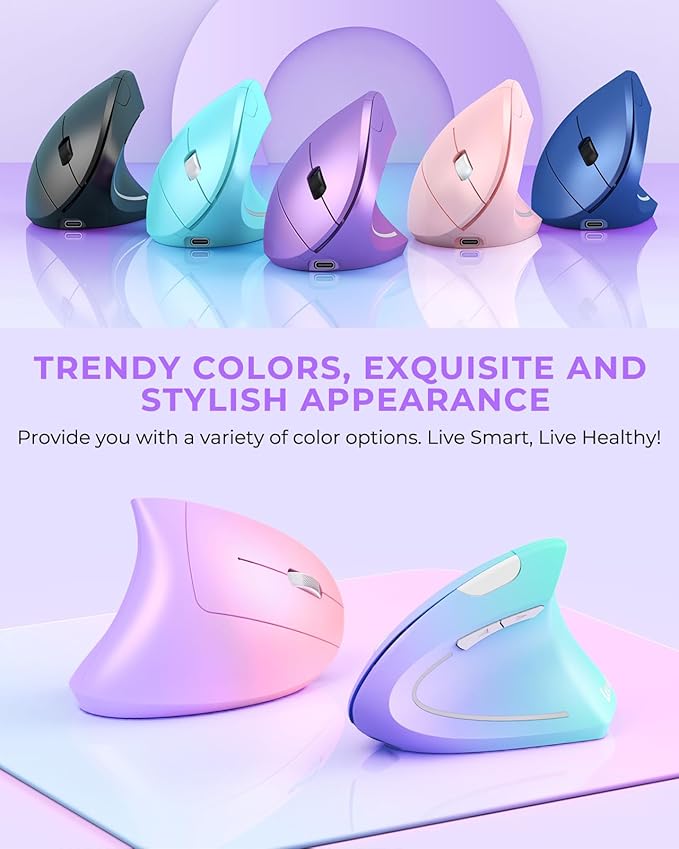 Lekvey Ergonomic Mouse, Vertical Wireless Mouse, Rechargeable 2.4G Optical - Image 2