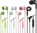 YNR 4 Pairs Wired Earbuds with Microphone, in Ear Earphones with L Shape Jack by YNR