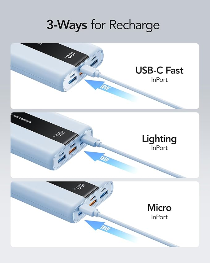 VRURC Power Bank, Small Portable Charger 20000mAh, 22.5W Fast Charging - Image 7