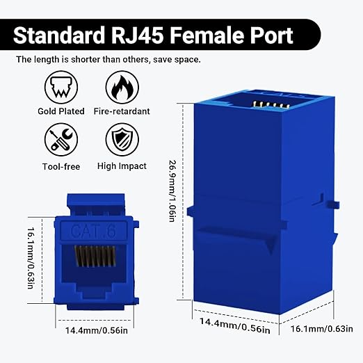 Cat6 RJ45 Keystone Coupler 25-Pack, Ethernet Coupler Female to Female, Ethernet - Image 5