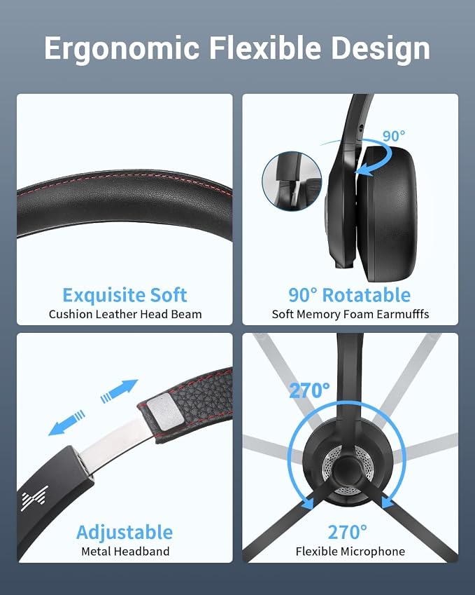 Wireless Headset with AI Noise Cancelling Microphone Bluetooth Headset - Image 5