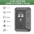 USB Wall Charger, Surge Protector, QINLIANF 5 Outlet Extender - Image 2