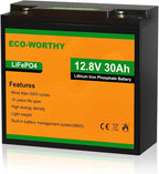 ECO-WORTHY 12V 30Ah LiFePO4 Lithium Battery, 4000+ Deep Cycle Rechargeable by ECO-WORTHY