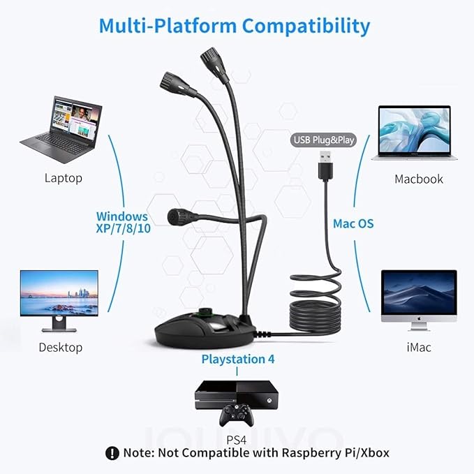 JOUNIVO USB Computer Microphone JV605 PRO - Image 4
