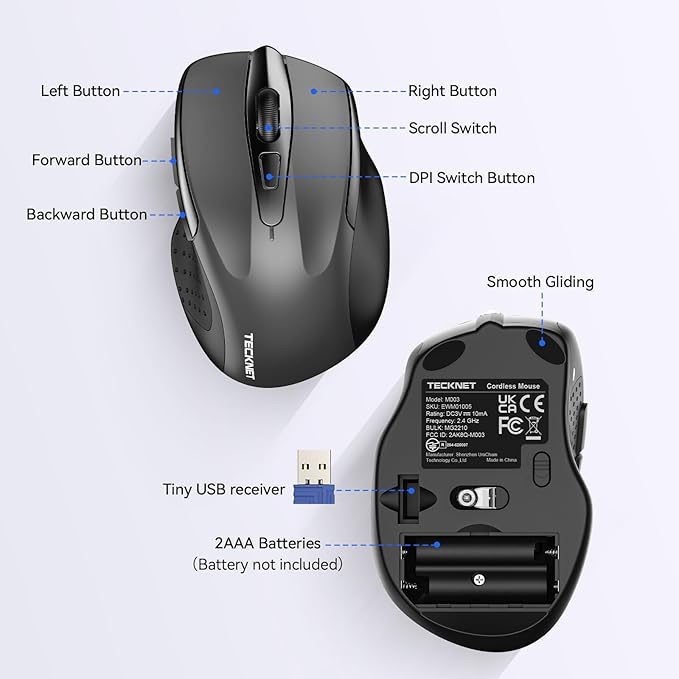 TECKNET Wireless Mouse for Laptop, Silent Mouse Quiet Click, Computer Mice - Image 6