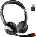 Wireless Headset with Mic for Work, Wireless Headphones with Mic & USB Dongle by Earbay