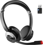Wireless Headset with Mic for Work, Wireless Headphones with Mic & USB Dongle by Earbay