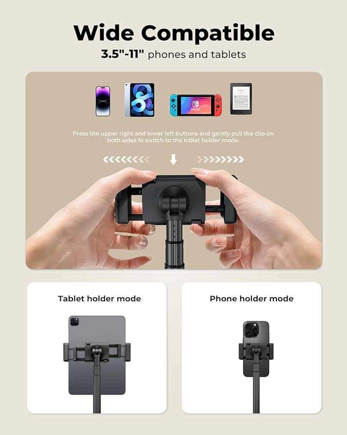 Extended Tablet Floor Stand, 360 Rotating Adjustable iPad Floor Holder - Image 5