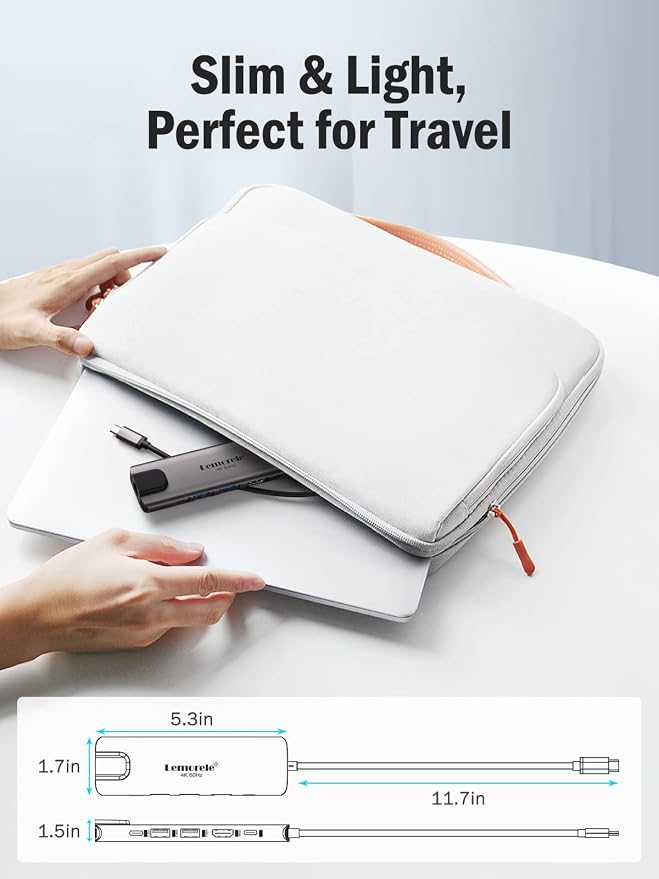 Lemorele USB-C Hub 6-in-1 with 4K@60Hz HDMI, Gigabit Ethernet, 100W Power - Image 9
