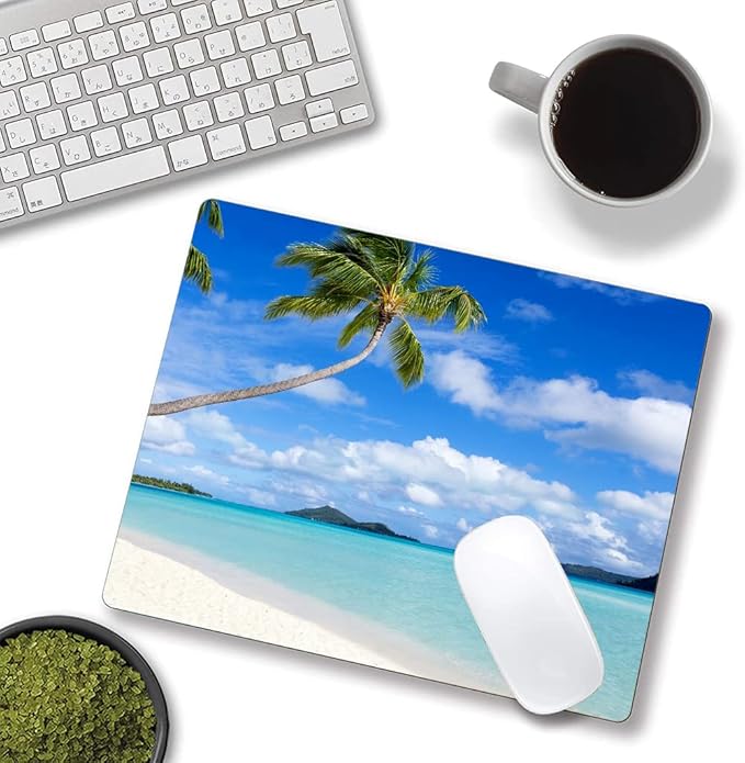 Mouse Pad, Beach Design Mouse Pad, Washable Square Cloth Mousepad - Image 4