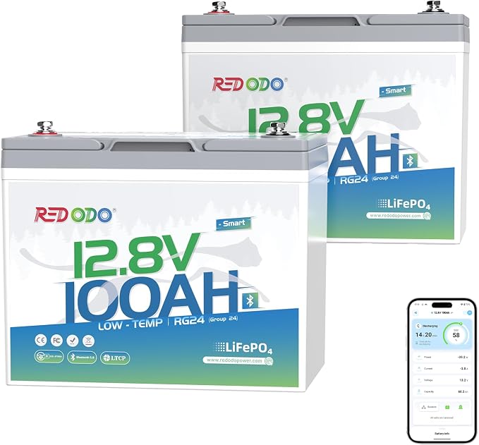 Redodo 12V 100Ah LiFePO4 Battery Bluetooth, Low-Temp Protection BCI Group 24 by PrimeDayRedodoSaveup55