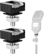 2Pack Flash Hot Shoe Mount Adapter to 1/4 Thread Hole by Anwenk