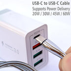 Metal Braided Wire USB C to USB C Cable 6ft, 60W 3A, Stainless Steel, Strong - Image 3