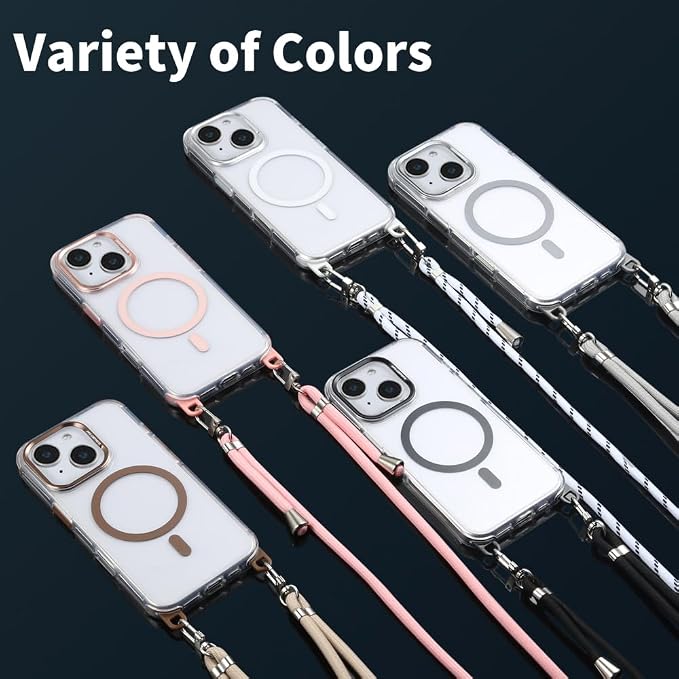 for iPhone 13/14 Case with 62.99 inch Lanyard, Classic Clear&Pink Magnetic - Image 7