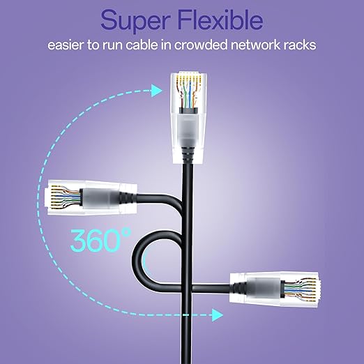 Cat6a Patch Cables 5ft Slim, Cat6 Ethernet Patch Cable Pure Copper, Flexible - Image 4